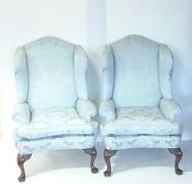 Antique Style Pair of Wingback Armchairs image