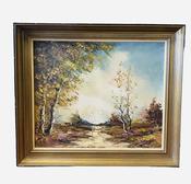 Dutch Landscape Oil on Heavy Canvas on Gilt Frame Signed by N. Verheyden image