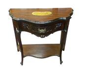 Antique Edwardian Inlaid Mahogany Serpentine Foldover Games Table image