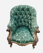 Antique Early Victorian Deep Buttoned Armchair image