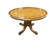 Antique Victorian Inlaid Satinwood Brass Bound Oval Centre Table image