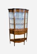 Antique Serpentine Inlaid Mahogany Edwardian Display Cabinet By Edwards And Roberts image