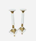 Antique Style Pair Of Marble And Brass Pedestals image