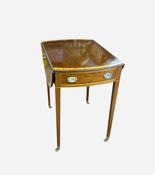Antique Georgian Mahogany Satinwood Inlaid1 Drawer Pembroke Table image
