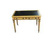 Antique Victorian Satinwood Desk On 4 Fluted Legs. image