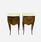 Antique Style Pair Of French Marble Top Lamp Stands