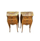 Antique Style Pair Of French Marble Top Lamp Stands image