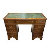 Antique Style Yew Wood Twin Pedestal Desk image