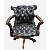 Antique Style Deep Buttoned Mahogany Desk Chair image