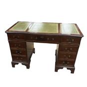 Antique Style Mahogany Twin Pedestal Leather Top Desk image