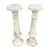Pair of Alabaster Plant Stands image