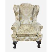 Antique Edw Upholstered Ball &amp; Claw Wingback Armchair image