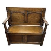 Antique Edw Oak Monks Bench image