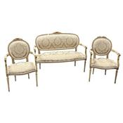 Antique Style French 3 Pce Gilt Upholstered Suite image