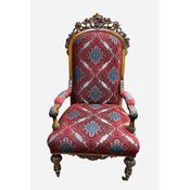 Antique Vic Walnut Large Highly Carved Armchair image