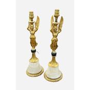Pair of Vintage Empire Style Figural Table Lamps featuring Winged Goddesses image