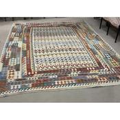 Attractive Caucasian Flat Weave Natural Vegetable Dyed Wool, All Over Diamond Motif , Numerous Borders , Outer Ivory Guards image