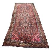 Hand Made Persian Rug , Red &amp; Pink All Over Ground, Navy Border image