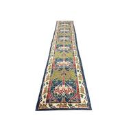 After Design Donegal Runner by C.F Voysey Design Ivory Leaves Border on Blue, Green, Peach, Saffron ,Ivory Ground image