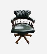 Green Leather &amp; Mahogany Captains Chair image