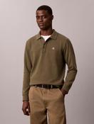 Calvin Klein Cotton Terry Polo Sweatshirt in Olive Night image