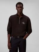 Calvin Klein Long Sleeve Terry Micro Logo Sweatshirt in Black