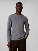 Calvin Klein Waffle Badge Long Sleeve T-Shirt in Steel Grey image
