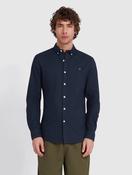 Farah Brewer Slim Fit Organic Cotton Oxford Shirt in Navy image