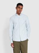 Farah Brewer Slim Fit Striped Organic Cotton Oxford Shirt in Light Green Stripe image