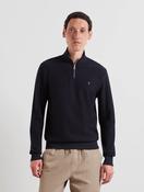 Farah Conrad Textured Quarter Zip Sweatshirt in True Navy image