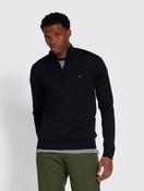 Farah Redchurch Merino Wool Quarter Zip Jumper - Navy