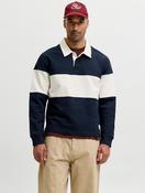 Jack &amp; Jones Colour Block Rugby Sweatshirt in Navy Stripe image