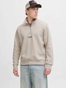 Jack &amp; Jones - Printed Half Zip Sweatshirt - Beige