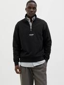 Jack &amp; Jones - Printed Half Zip Sweatshirt - Black