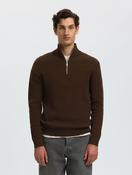 Selected Berg Zip Knit in Dark Brown