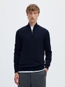 Selected Tray Merino Wool Half-Zip Jumper in Navy