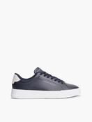 Tommy Hilfiger Logo Court Trainers With Leather in Navy image