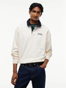 Tommy Jeans Contrast Collar Rugby Shirt in Off White image