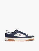 Leather Contrast Texture Basketball Trainers in navy image