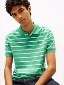 Tommy Jeans Striped Pique Polo Shirt in Green image