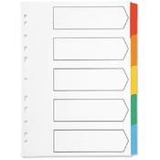 Index A4 Multi-Punched 5-Part Reinforced Multi-Colour Blank Tabs Q-Connect KF01525