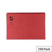 Q-Connect Red Square Cut Folder Lightweight 180gsm Foolscap Pack of 100 KF26028 image
