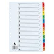 Q-Connect Extra Wide Index 1-12 Board Reinforced Multi-Colour Divider KF76985 image
