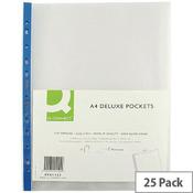 Q-Connect Punched Pocket A4 Deluxe Top-Opening Blue Strip 75 Micron Pack of 25 KF01122 image