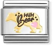 Nomination Yellow Gold and Enamel Mum Bear with Pink Heart Charm image