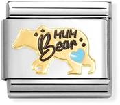 Nomination Yellow Gold and Enamel Mum Bear with Blue Heart Charm image