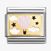 Nomination Yellow Gold and Pink Enamel Plate Hot Air Balloon Charm image