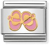 Nomination Yellow Gold and Pink Enamel Baby Shoes Charm image