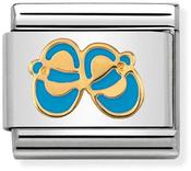 Nomination Yellow Gold and Blue Enamel Baby Shoes Charm image