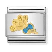 Nomination Yellow Gold and Blue Enamel Baby Balloons Charm image
